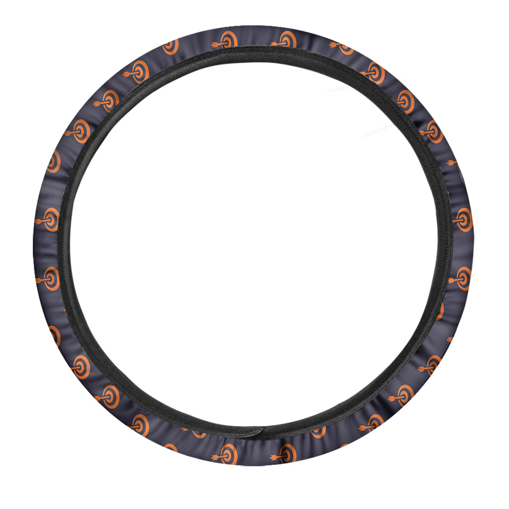 Orange Bullseye Target Pattern Print Car Steering Wheel Cover