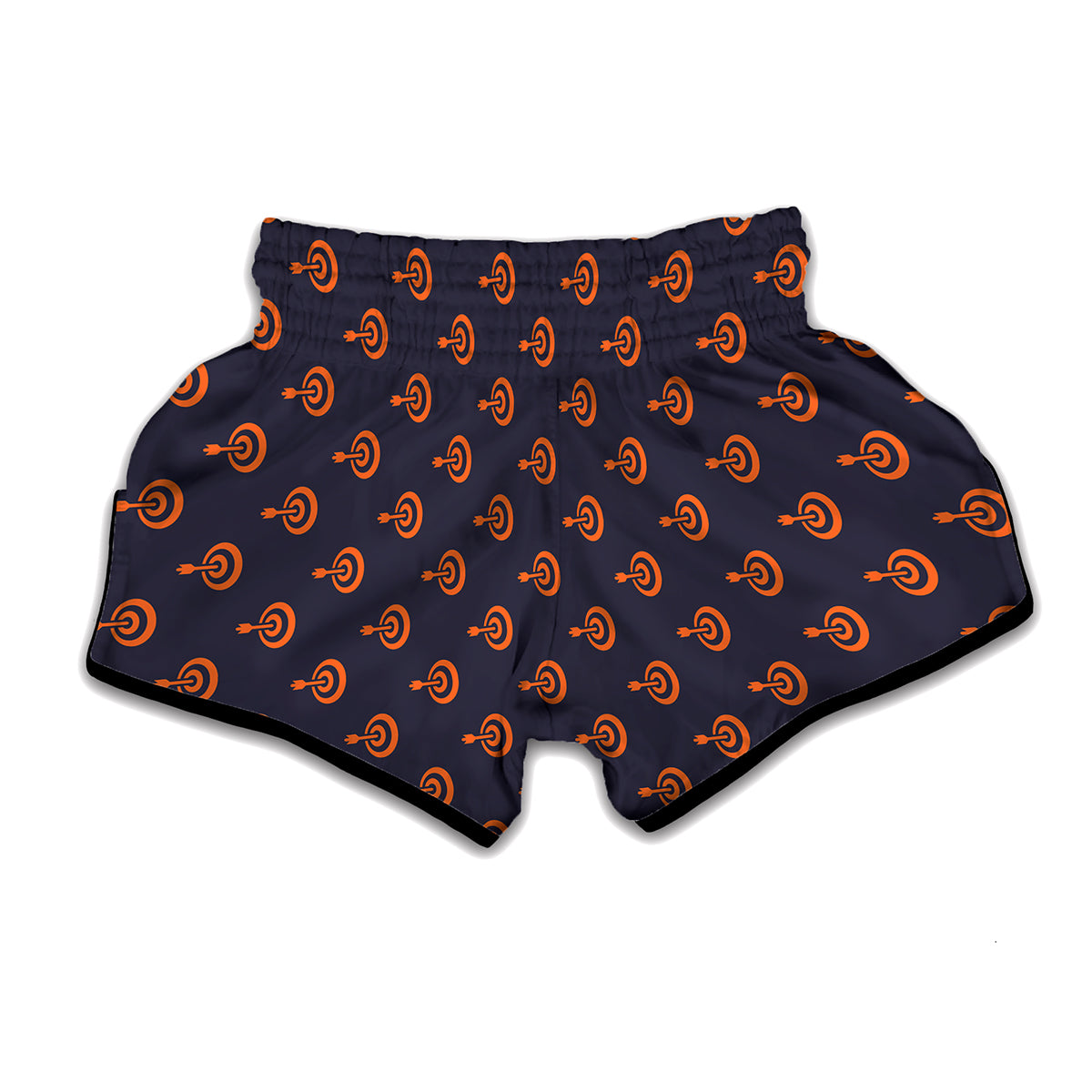 Orange Bullseye Target Pattern Print Muay Thai Boxing Shorts