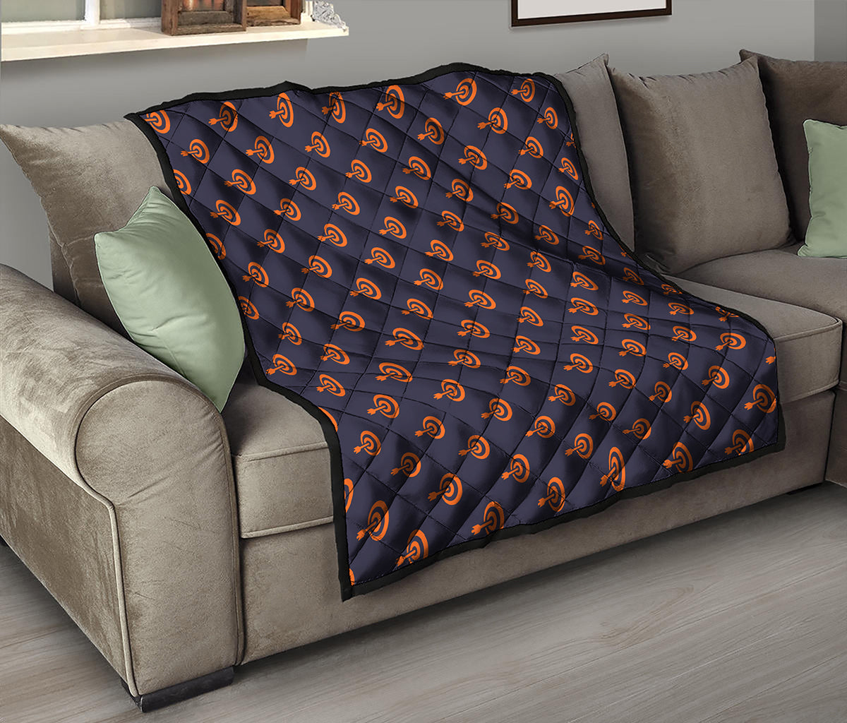 Orange Bullseye Target Pattern Print Quilt