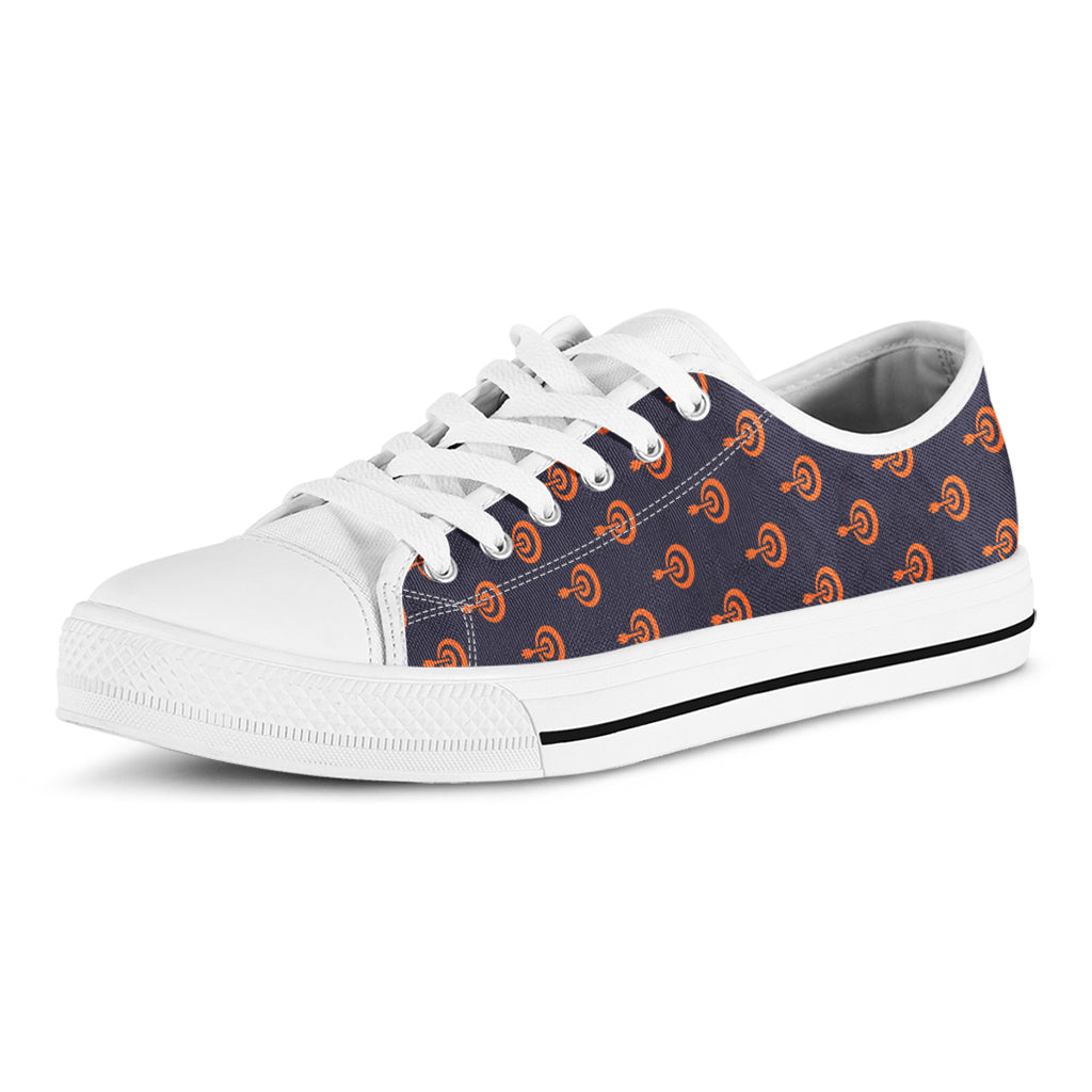 Orange Bullseye Target Pattern Print White Low Top Shoes