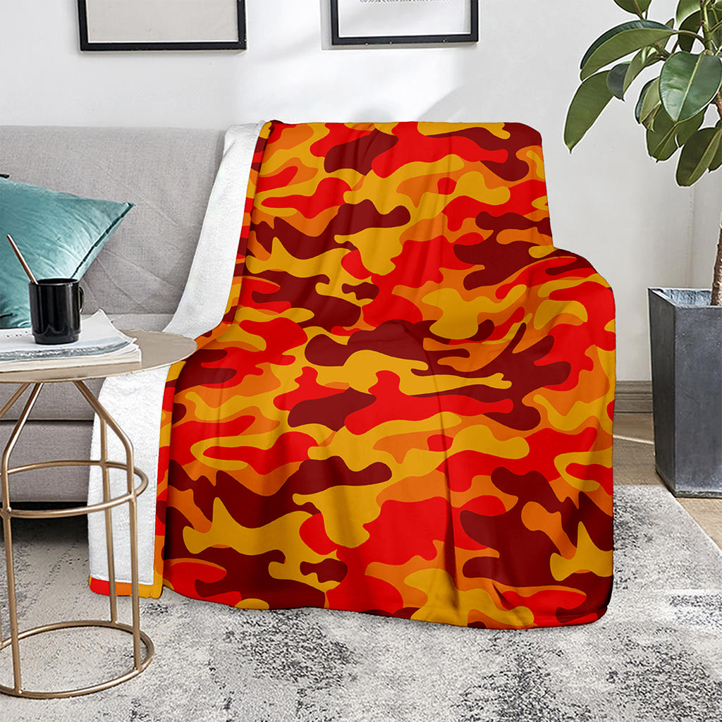 Orange Camouflage Print Blanket