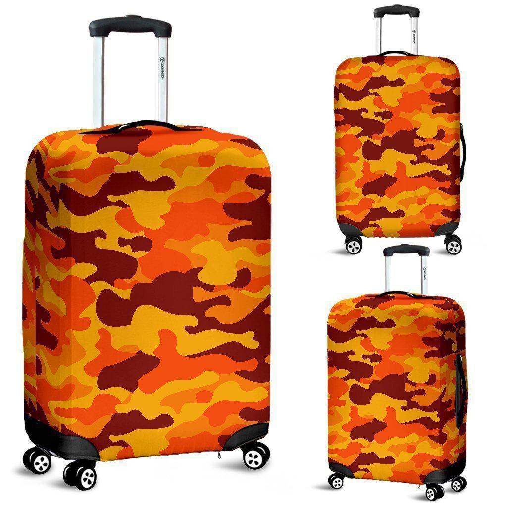 Orange Camouflage Print Luggage Cover GearFrost