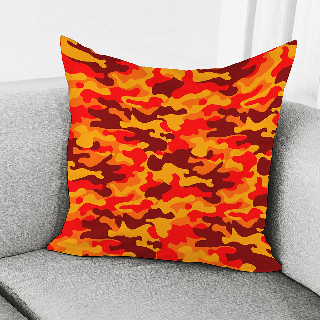 Orange Camouflage Print Pillow Cover