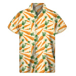 Orange Carrot Pattern Print Men's Short Sleeve Shirt
