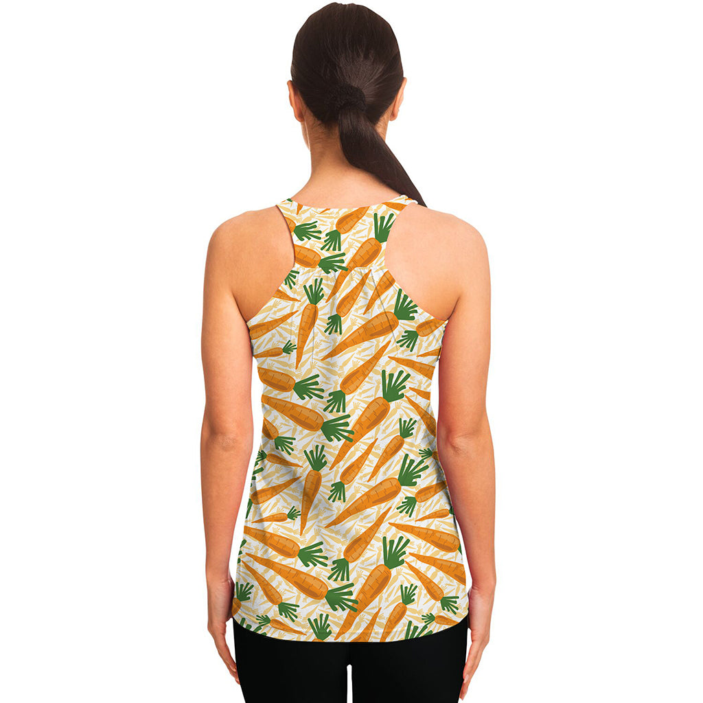 Orange Carrot Pattern Print Women's Racerback Tank Top
