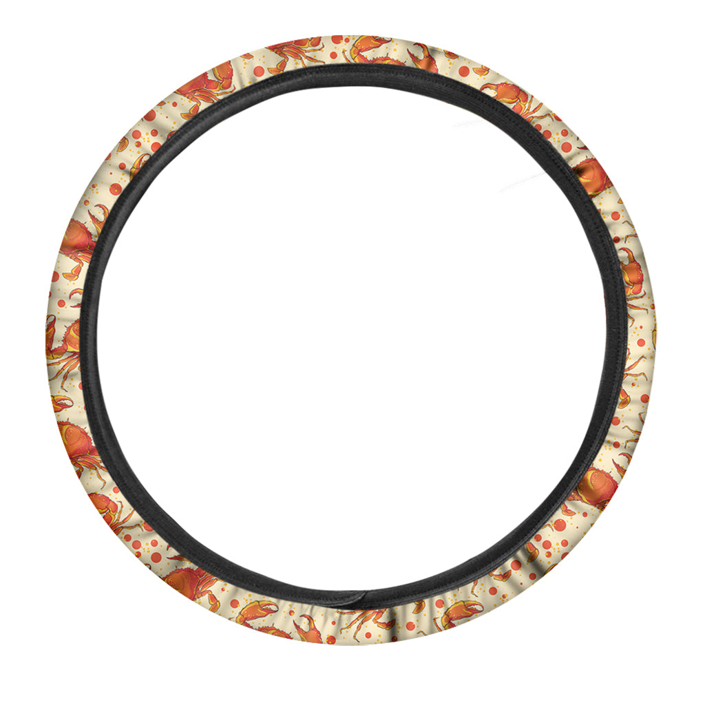 Orange Crab Pattern Print Car Steering Wheel Cover
