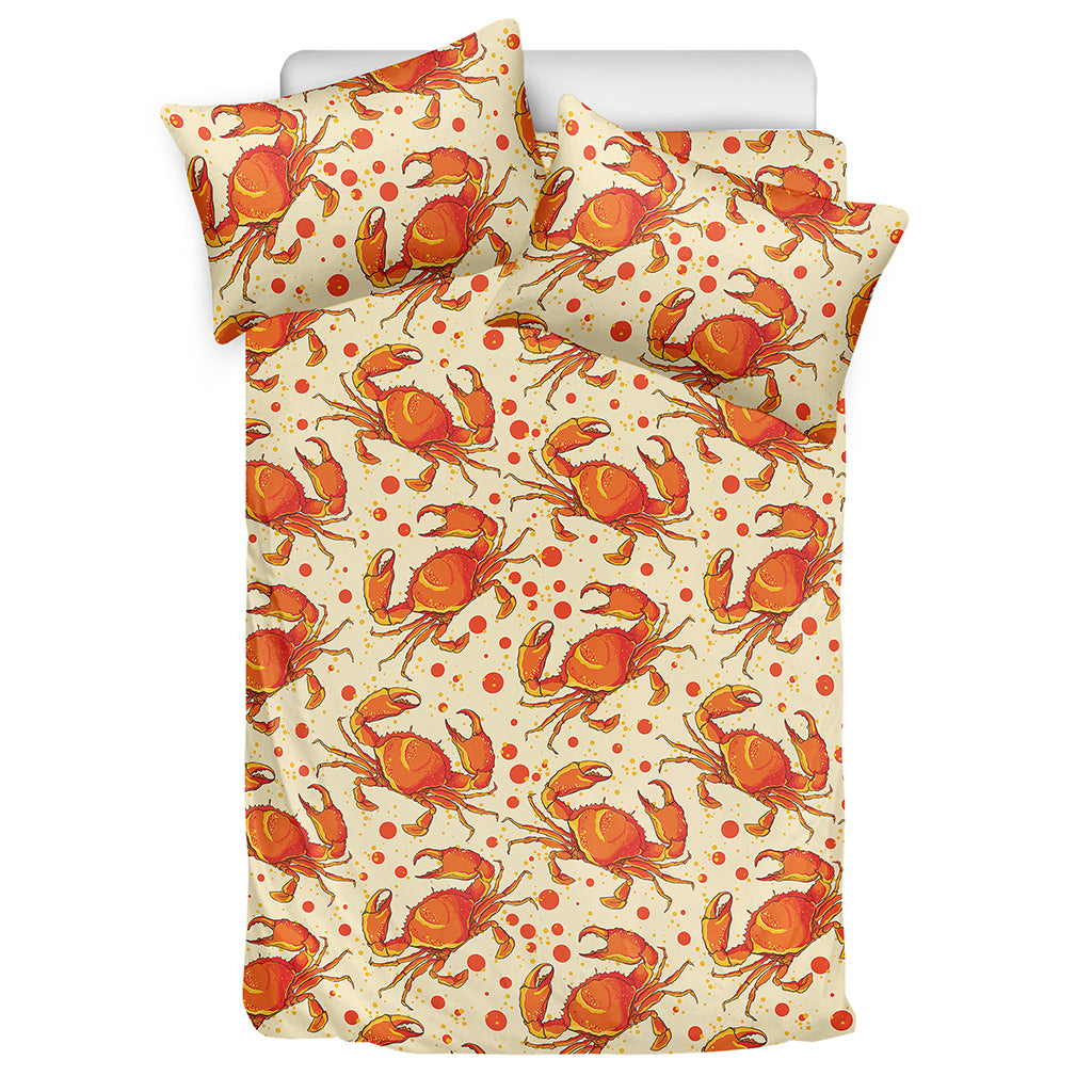 Orange Crab Pattern Print Duvet Cover Bedding Set