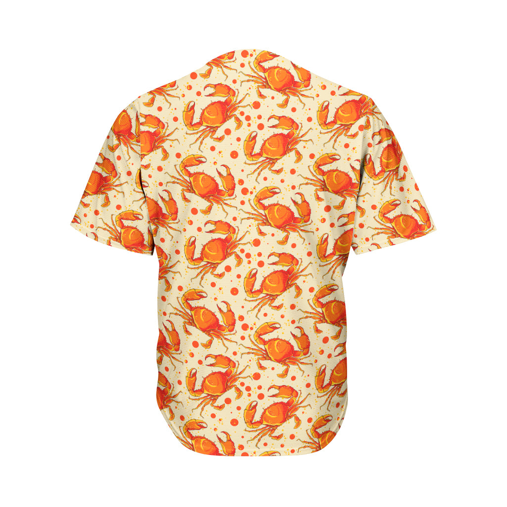 Orange Crab Pattern Print Men's Baseball Jersey