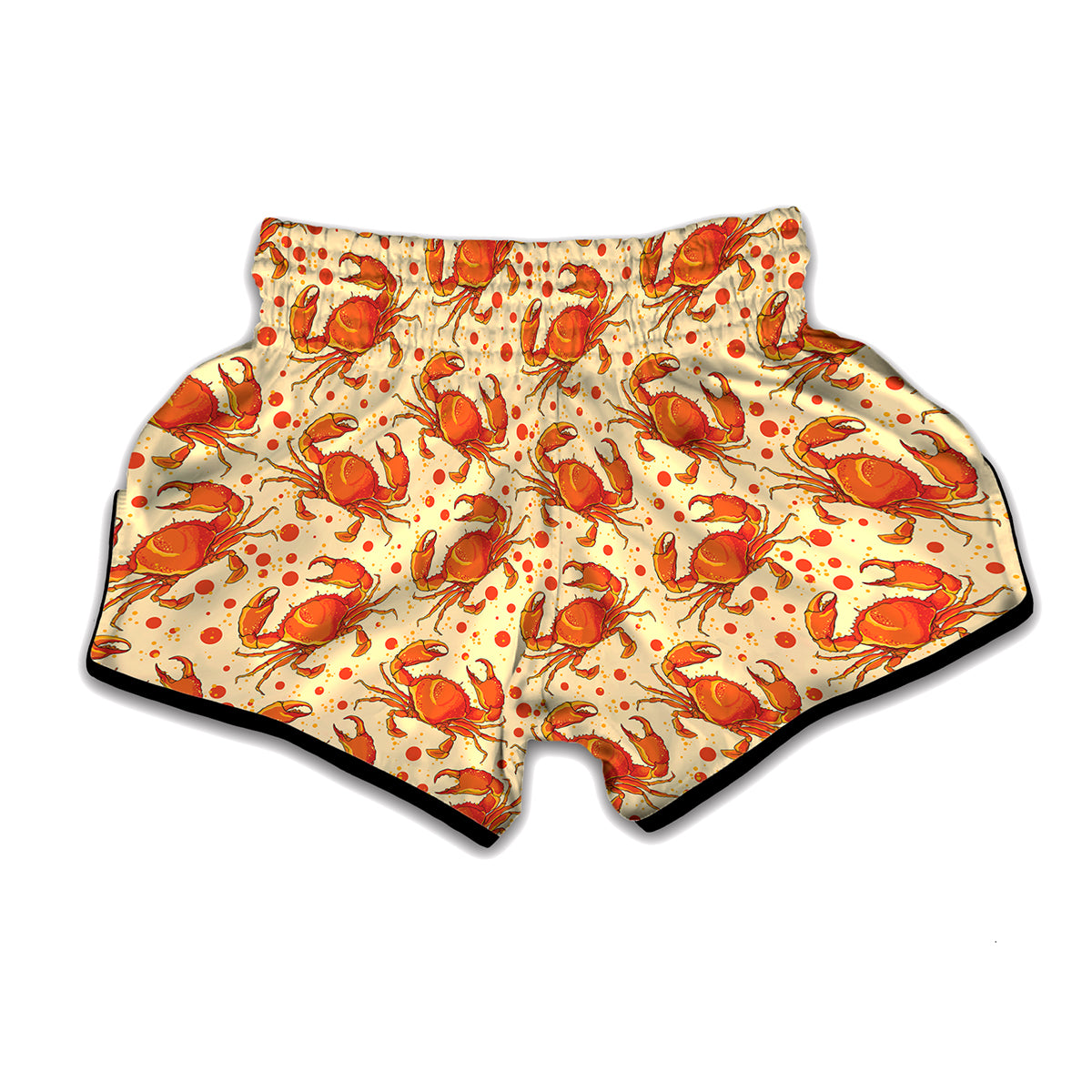 Orange Crab Pattern Print Muay Thai Boxing Shorts