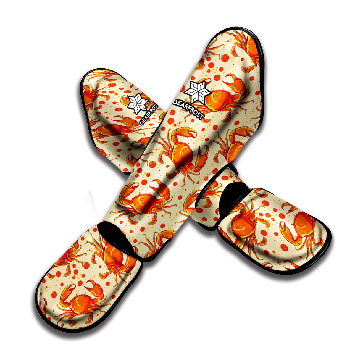 Orange Crab Pattern Print Muay Thai Shin Guard