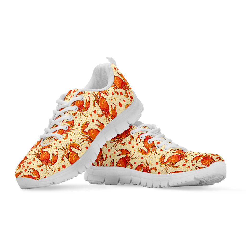 Orange Crab Pattern Print White Sneakers