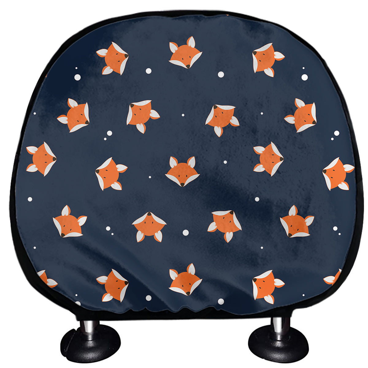 Orange Fox Pattern Print Car Headrest Covers