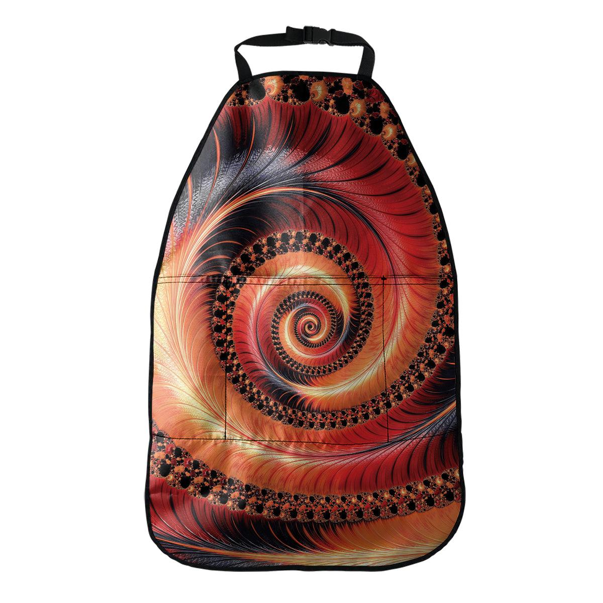 Orange Fractal Print Car Seat Organizers