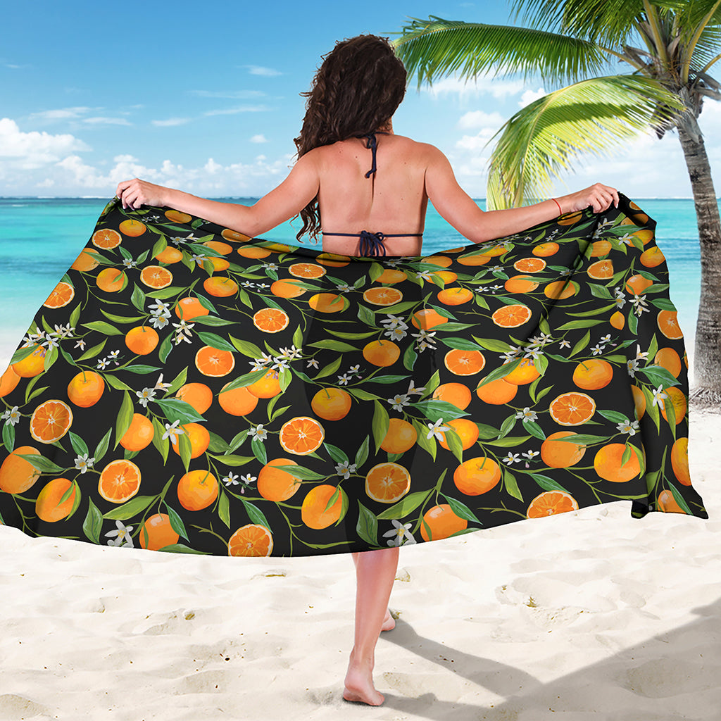 Orange Fruit Pattern Print Beach Sarong Wrap
