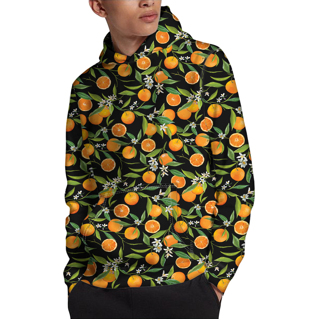 Orange Fruit Pattern Print Pullover Hoodie