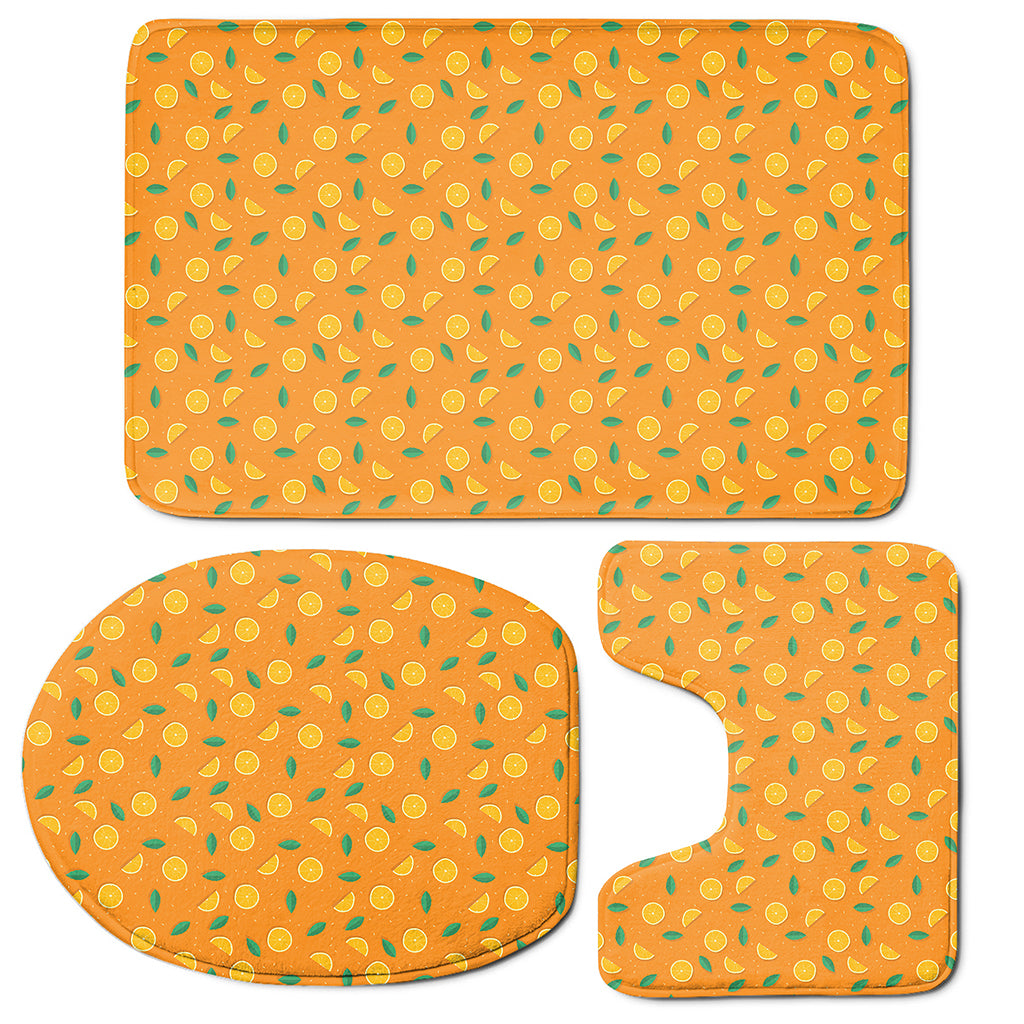 Orange Fruit Slices Pattern Print 3 Piece Bath Mat Set