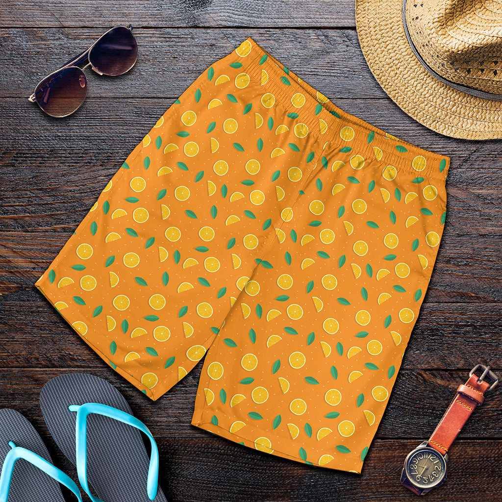 Orange Fruit Slices Pattern Print Men's Shorts