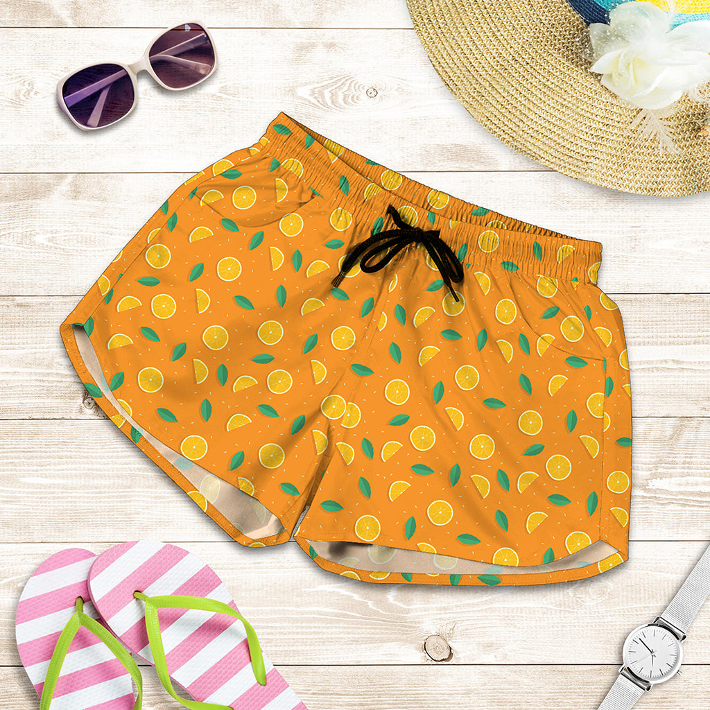 Orange Fruit Slices Pattern Print Women's Shorts