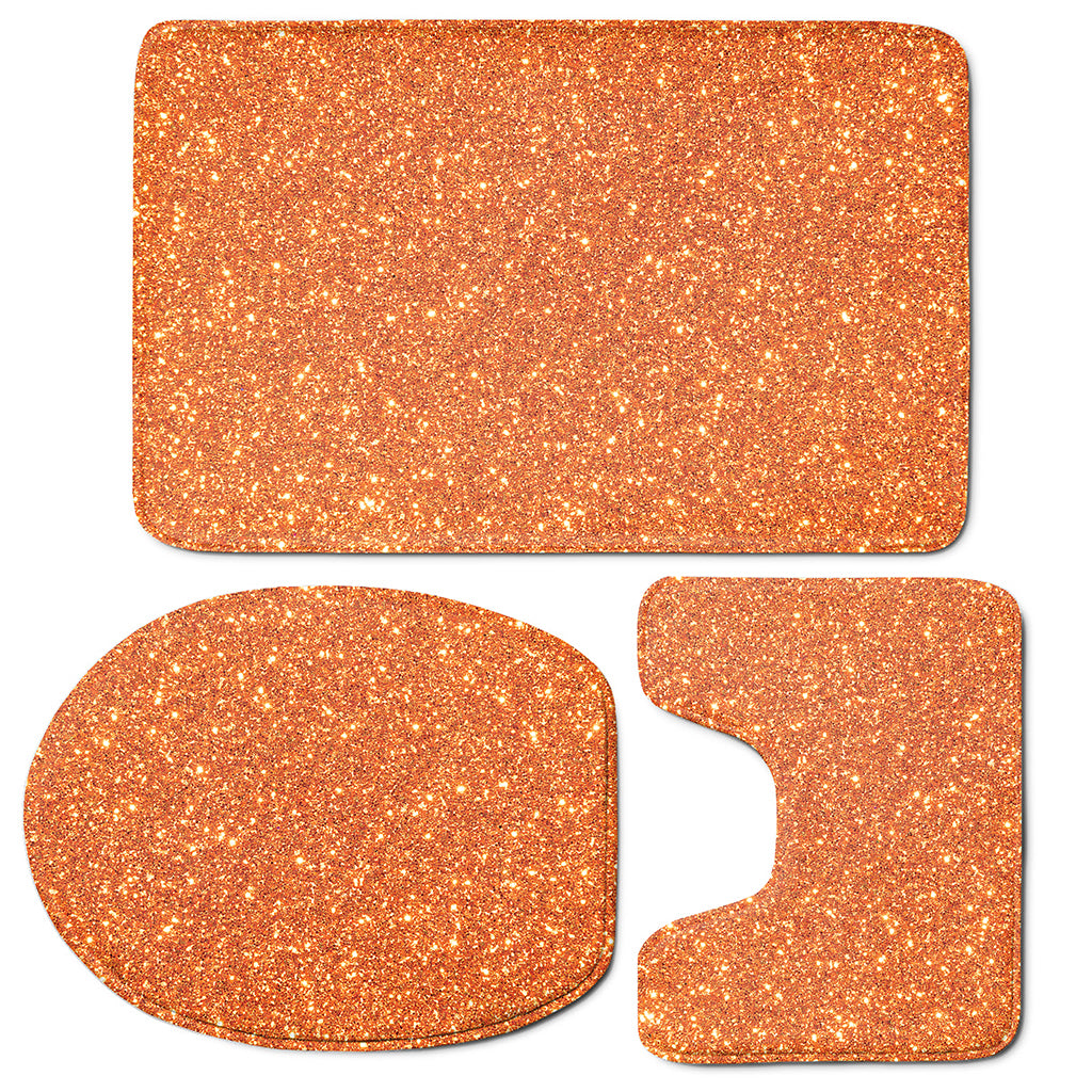 Orange Glitter Artwork Print (NOT Real Glitter) 3 Piece Bath Mat Set