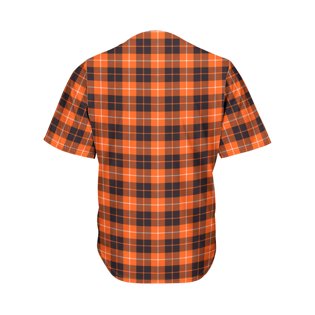 Orange Grey And White Tartan Print Men's Baseball Jersey