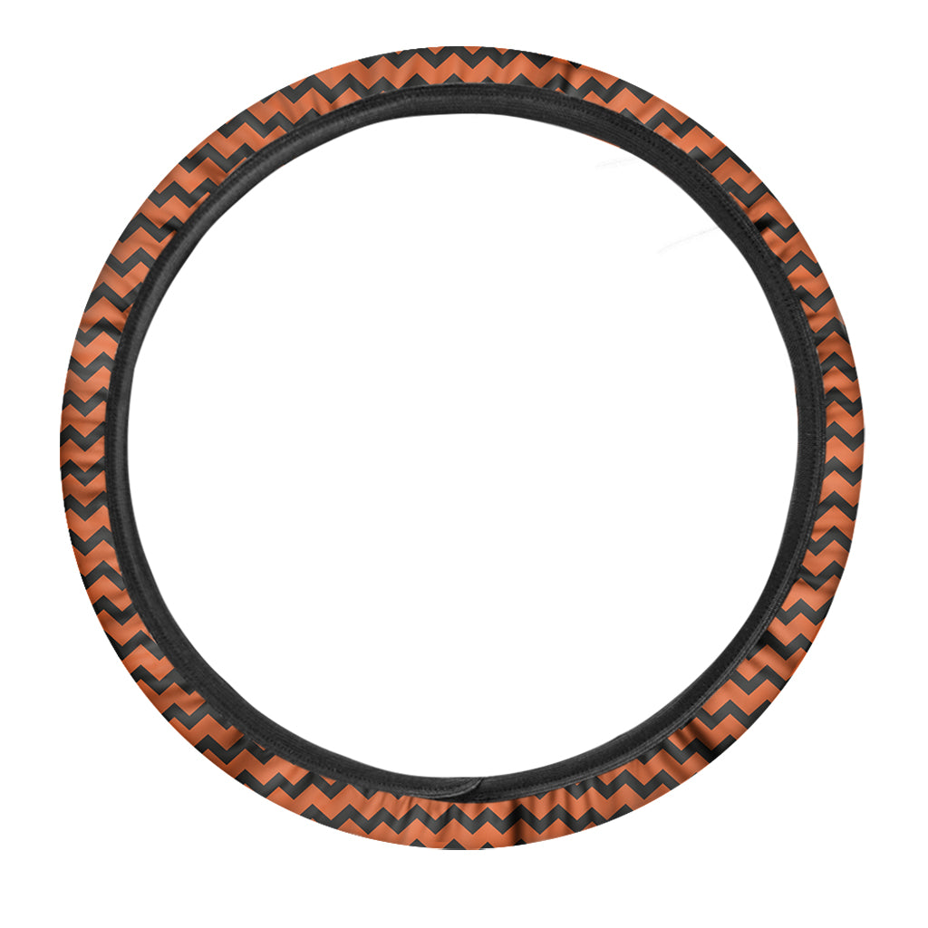 Orange Halloween Chevron Pattern Print Car Steering Wheel Cover