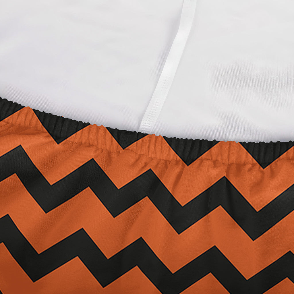 Orange Halloween Chevron Pattern Print Sofa Cover