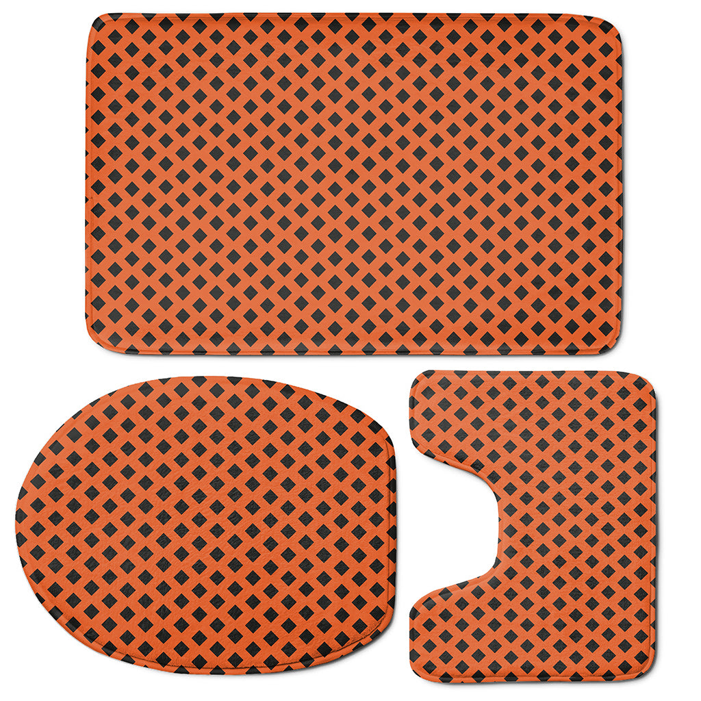 Orange Halloween Pattern Print 3 Piece Bath Mat Set