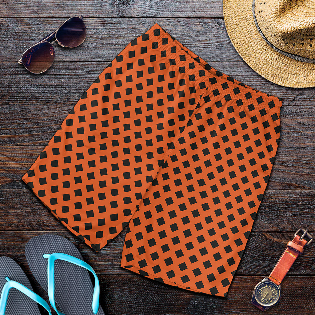 Orange Halloween Pattern Print Men's Shorts