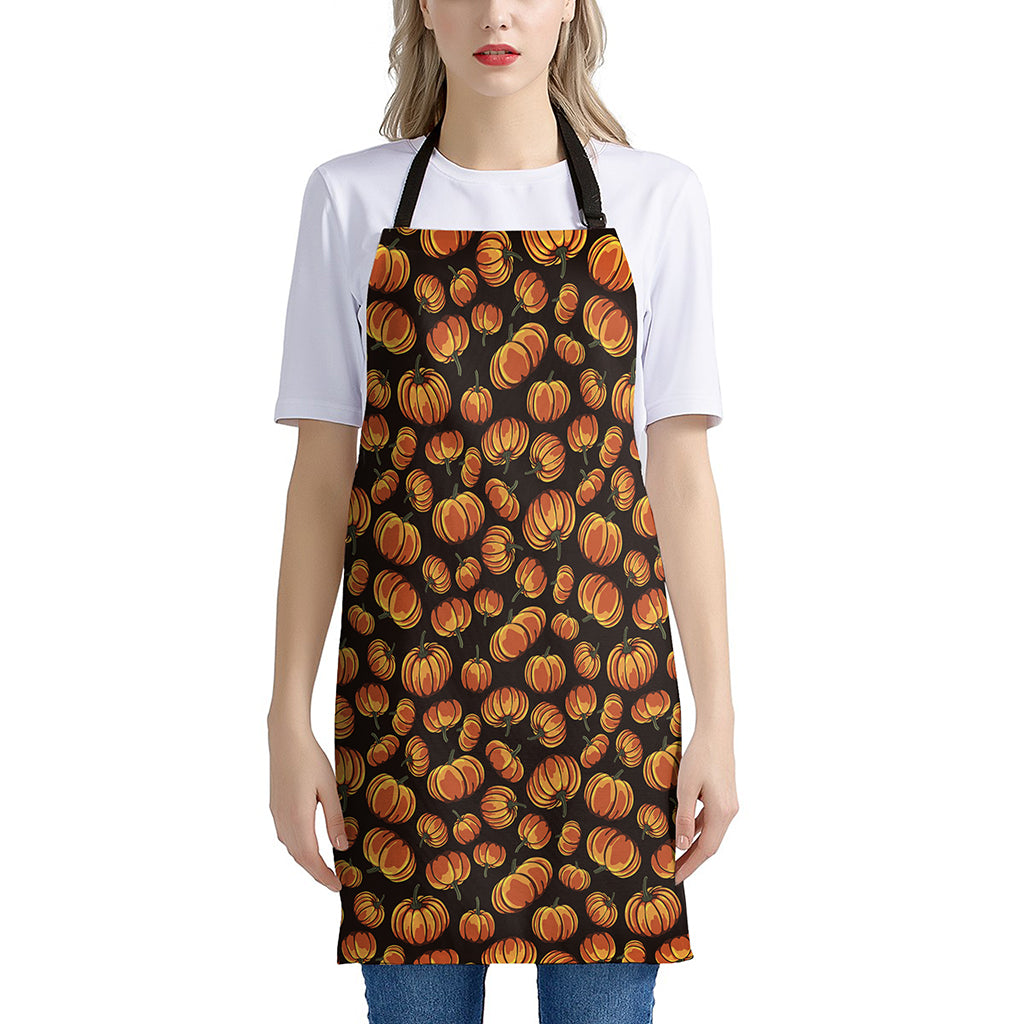 Orange Halloween Pumpkin Pattern Print Apron