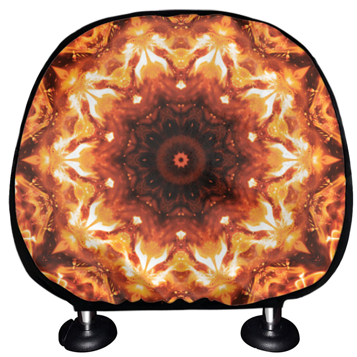 Orange Kaleidoscope Print Car Headrest Covers