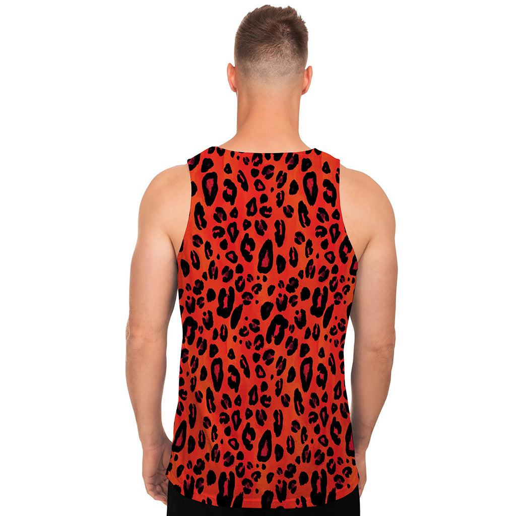 Orange Leopard Print Men's Tank Top