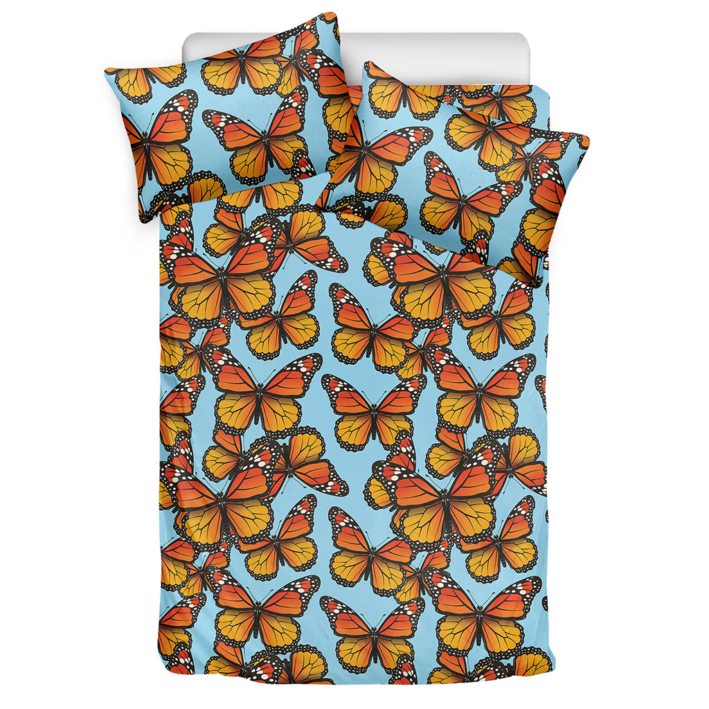 Orange Monarch Butterflies Pattern Print Duvet Cover Bedding Set