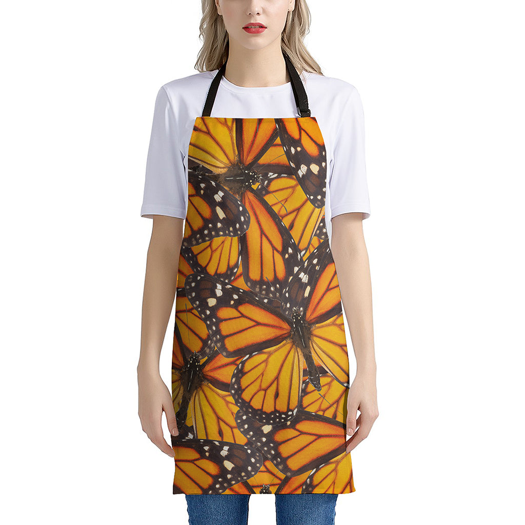 Orange Monarch Butterfly Pattern Print Apron