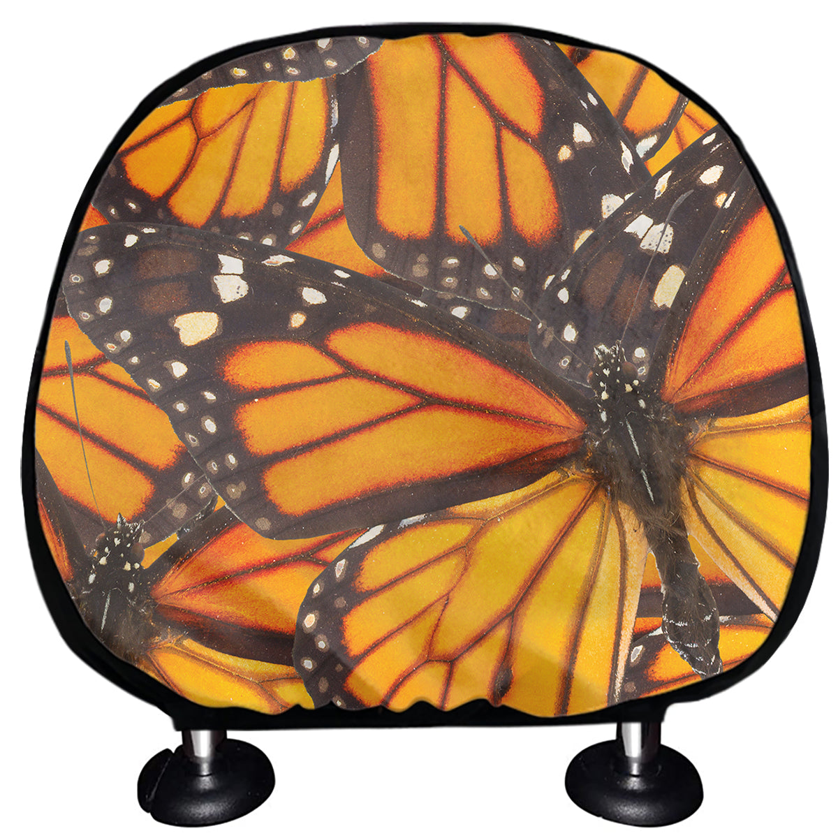 Orange Monarch Butterfly Pattern Print Car Headrest Covers