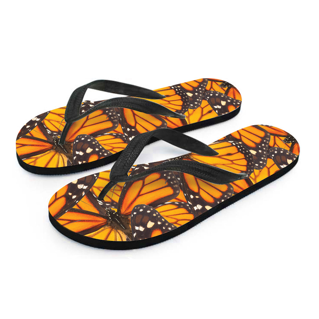 Orange Monarch Butterfly Pattern Print Flip Flops
