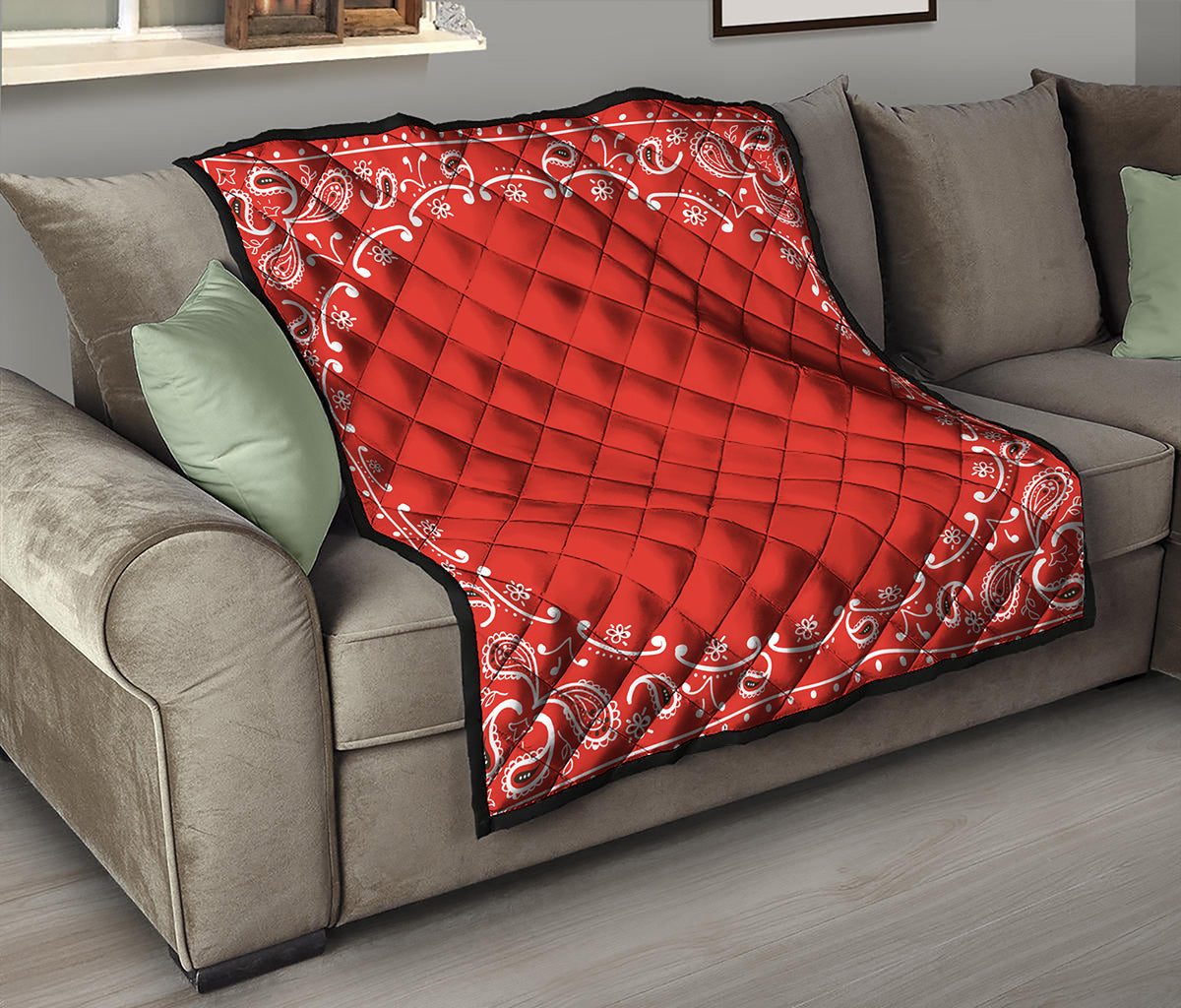 Orange Paisley Bandana Print Quilt