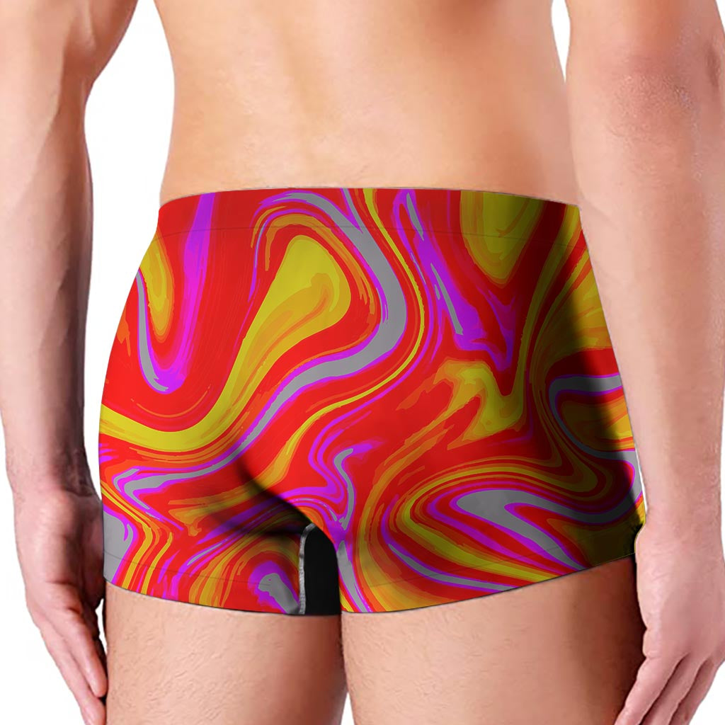 Orange Psychedelic Liquid Trippy Print Men's Boxer Briefs