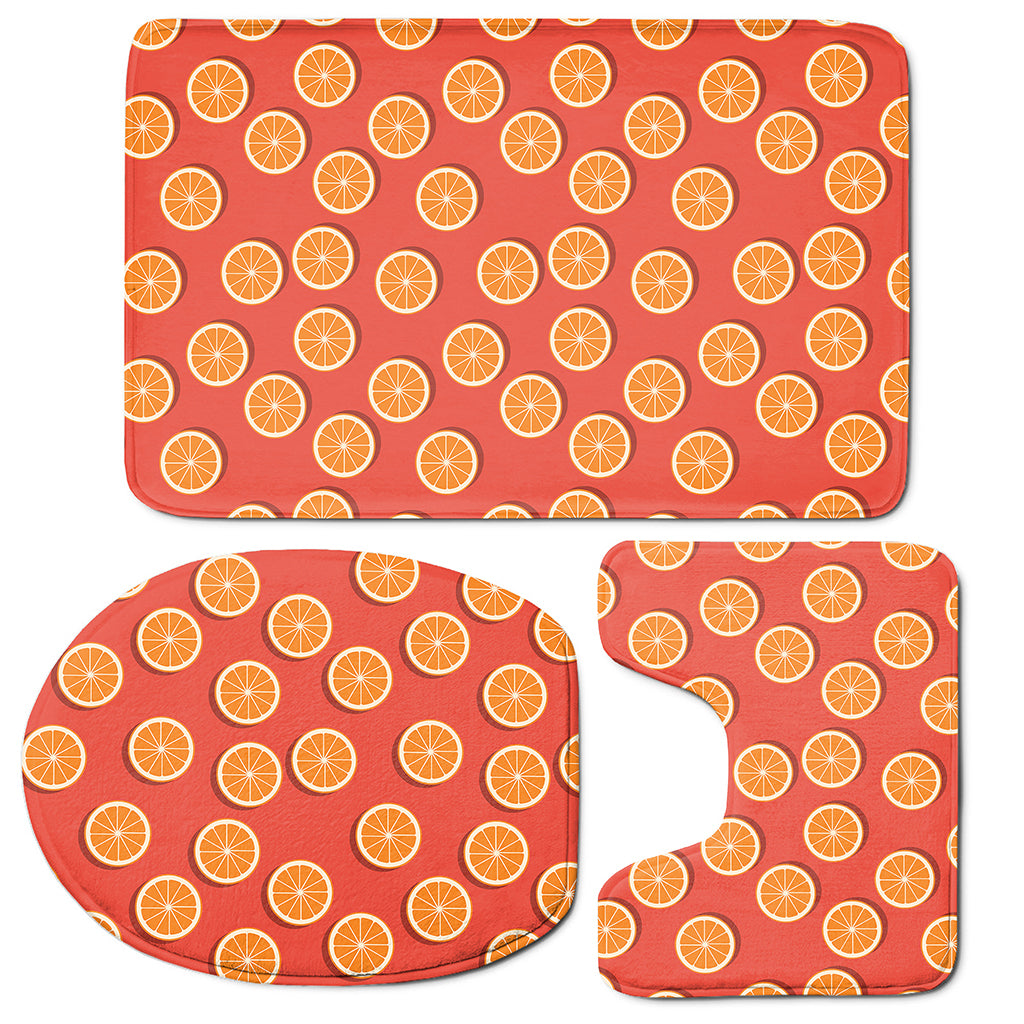 Orange Slices Pattern Print 3 Piece Bath Mat Set