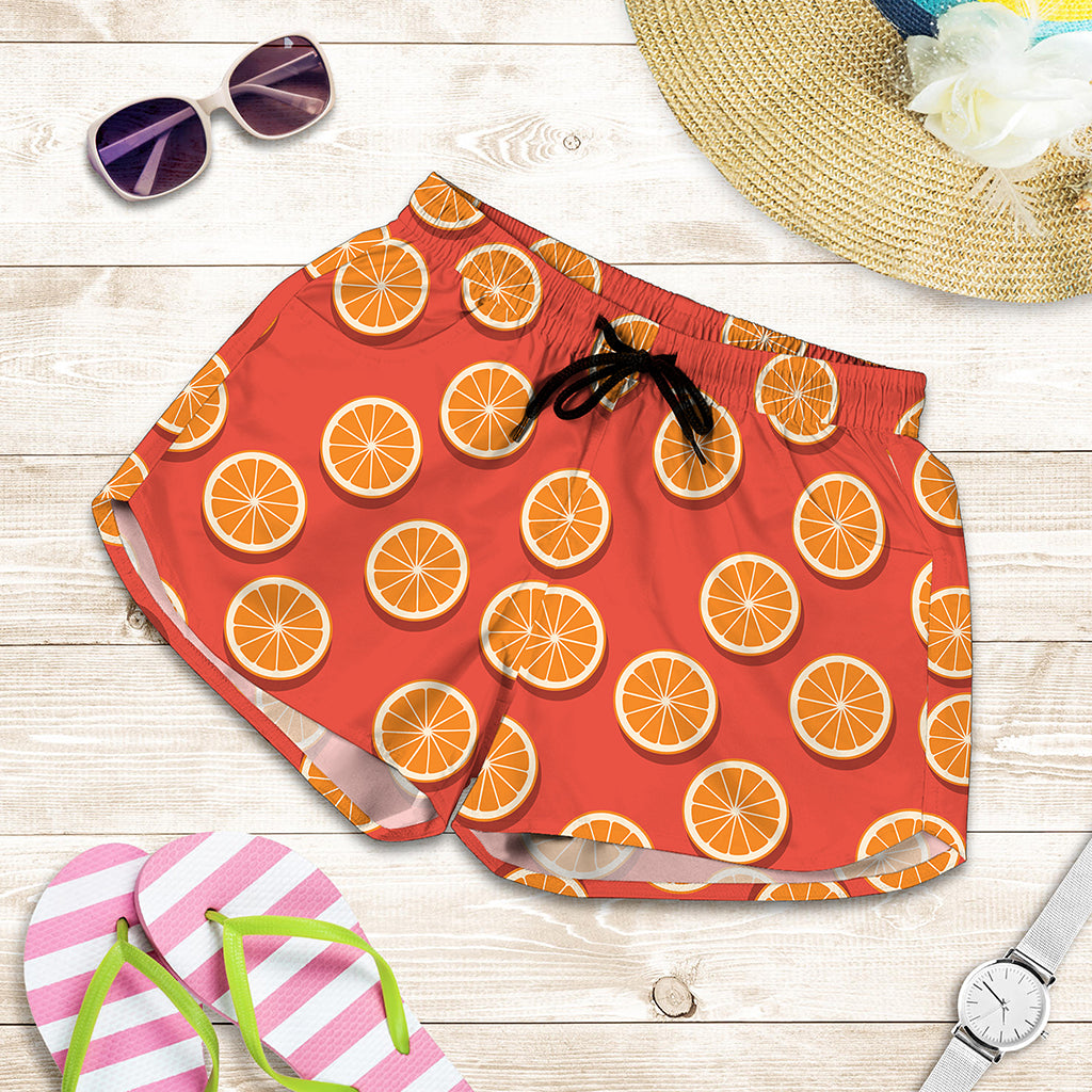 Orange Slices Pattern Print Women's Shorts