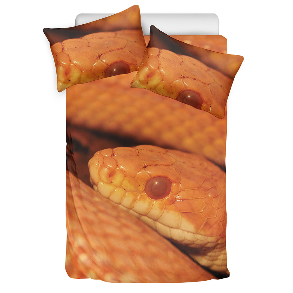 Orange Snake Print Duvet Cover Bedding Set