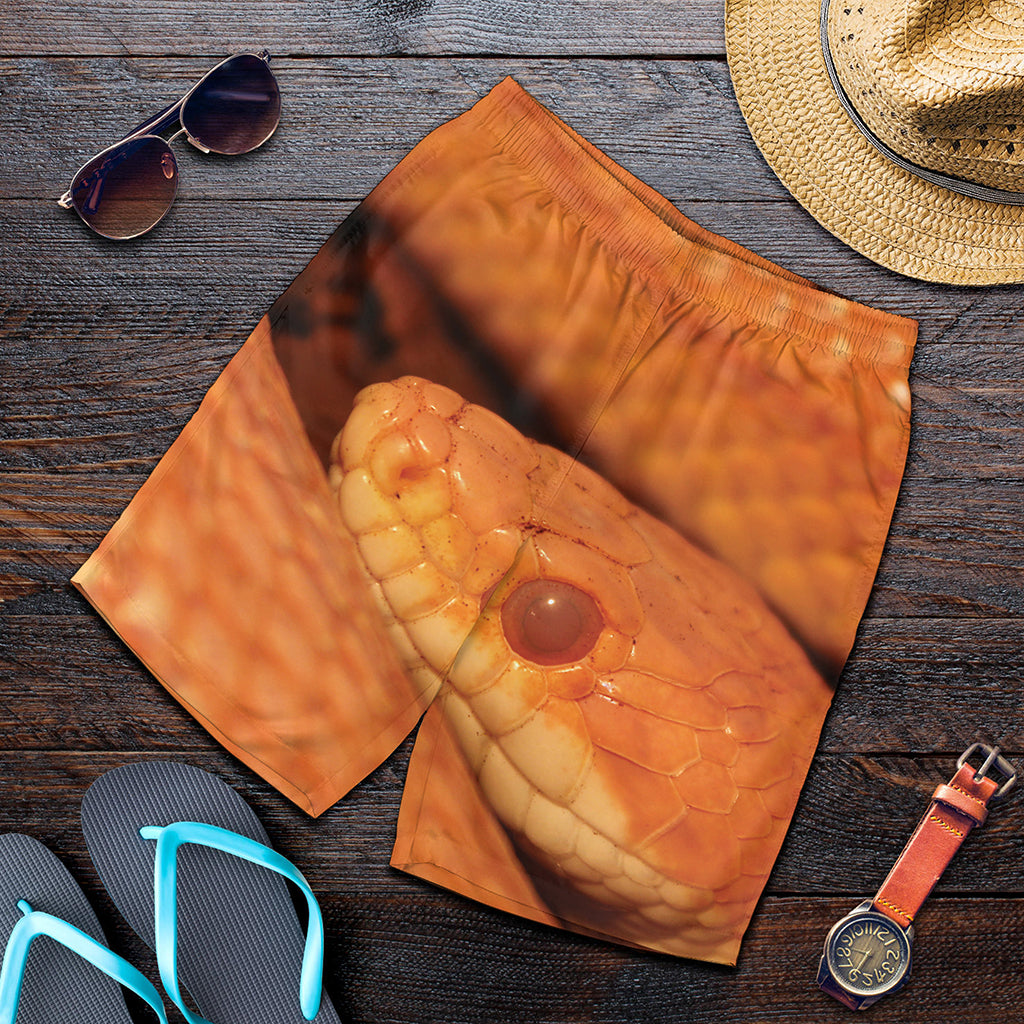 Orange Snake Print Men's Shorts