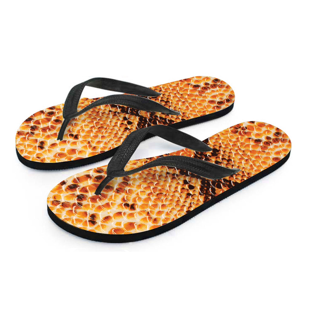 Orange Snakeskin Print Flip Flops