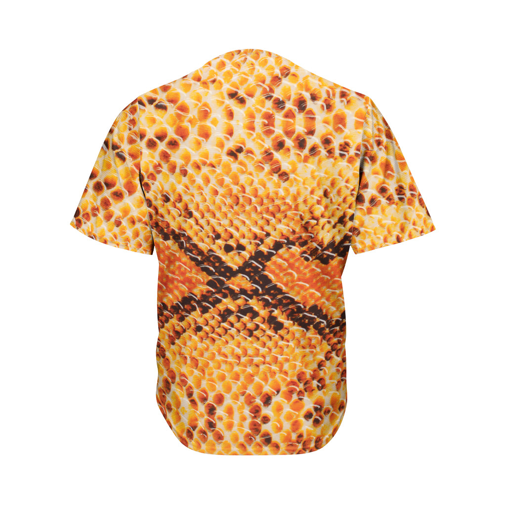 Orange Snakeskin Print Men's Baseball Jersey