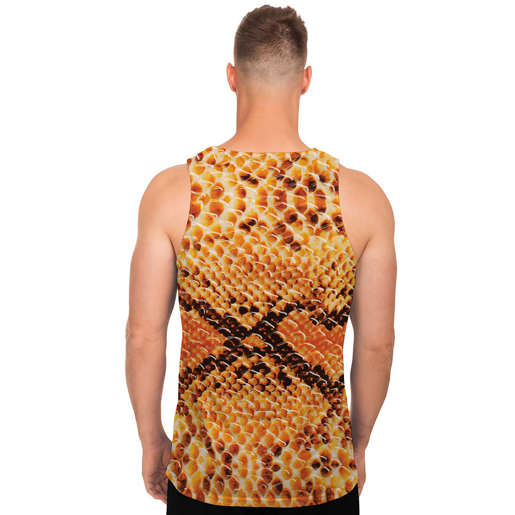 Orange Snakeskin Print Men's Tank Top
