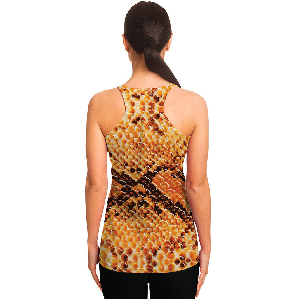 Orange Snakeskin Print Women's Racerback Tank Top