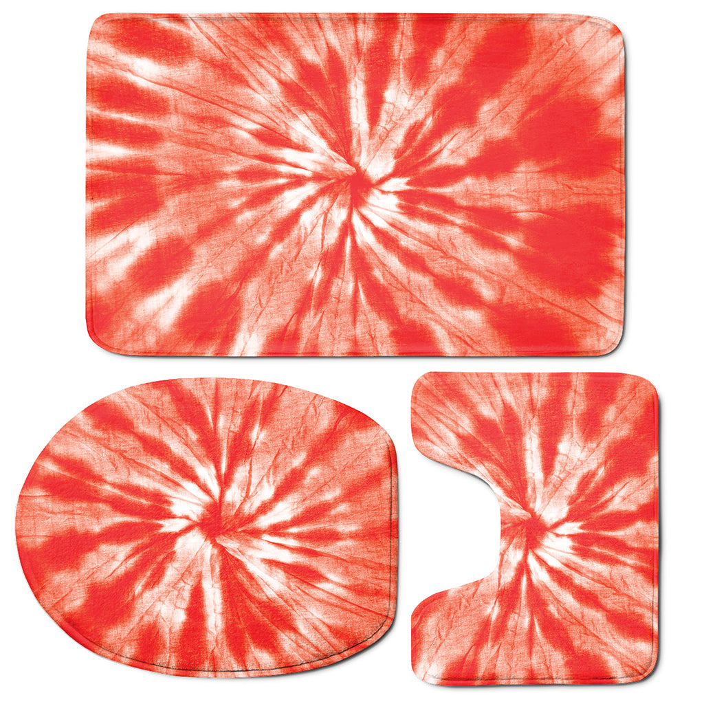 Orange Tie Dye Print 3 Piece Bath Mat Set