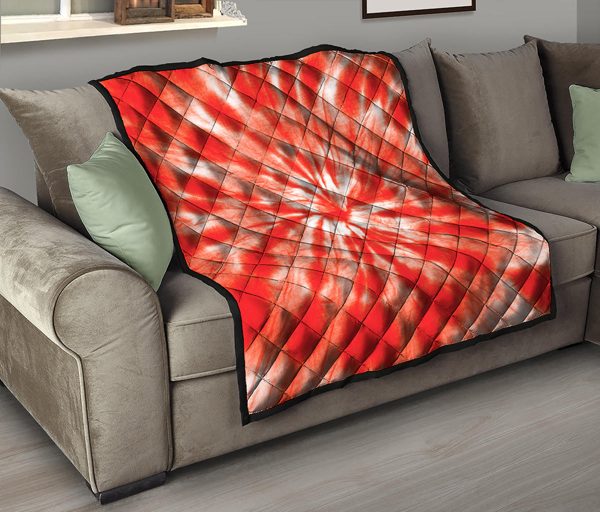 Orange Tie Dye Print Quilt