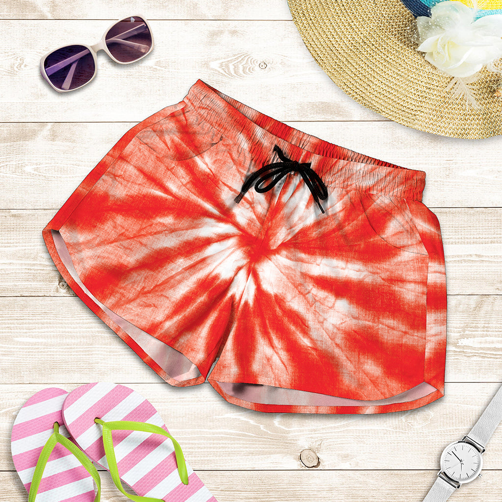 Orange Tie Dye Print Women's Shorts