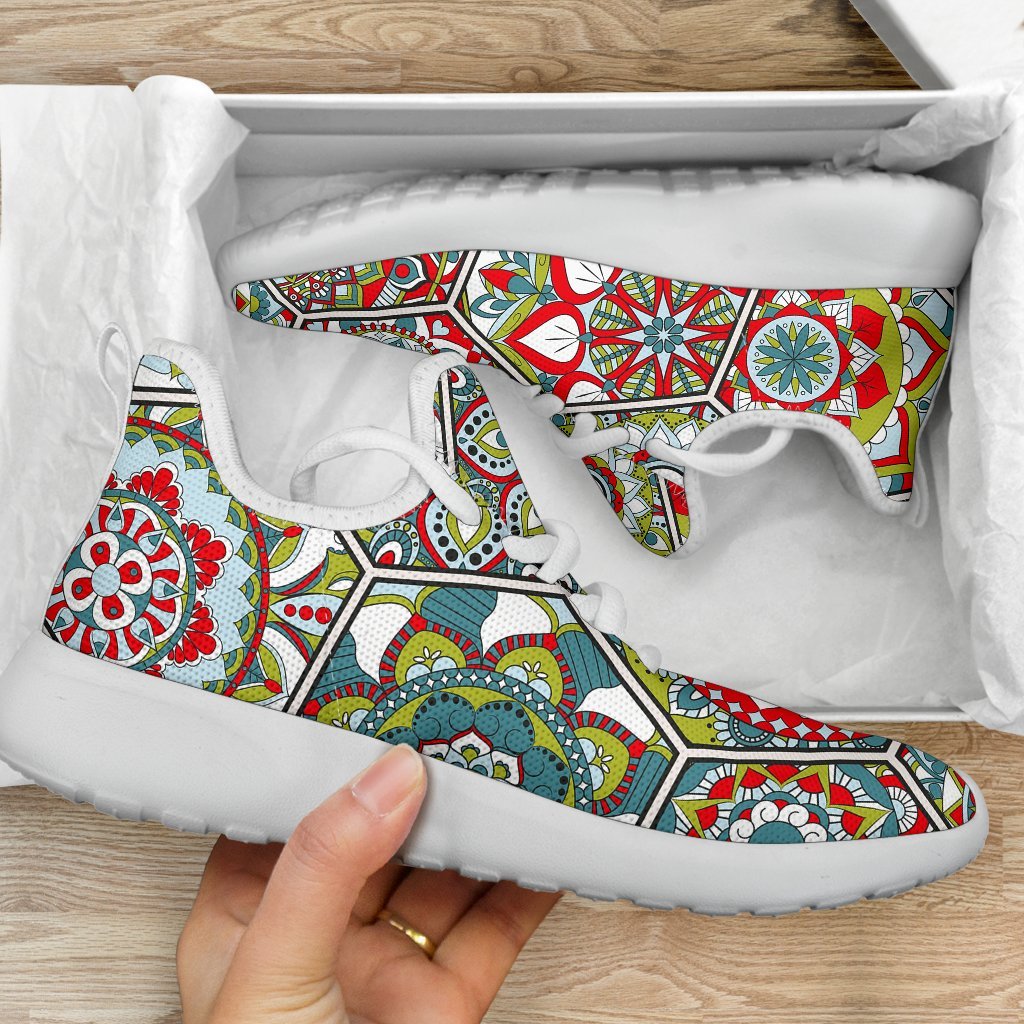 Oriental Mandala Bohemian Pattern Print Mesh Knit Shoes GearFrost