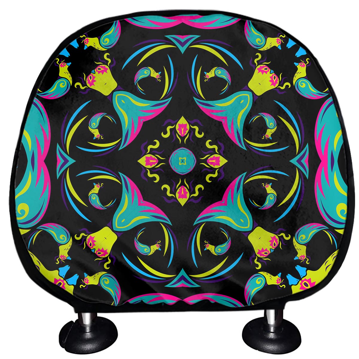Ornament Psychedelic Trippy Print Car Headrest Covers